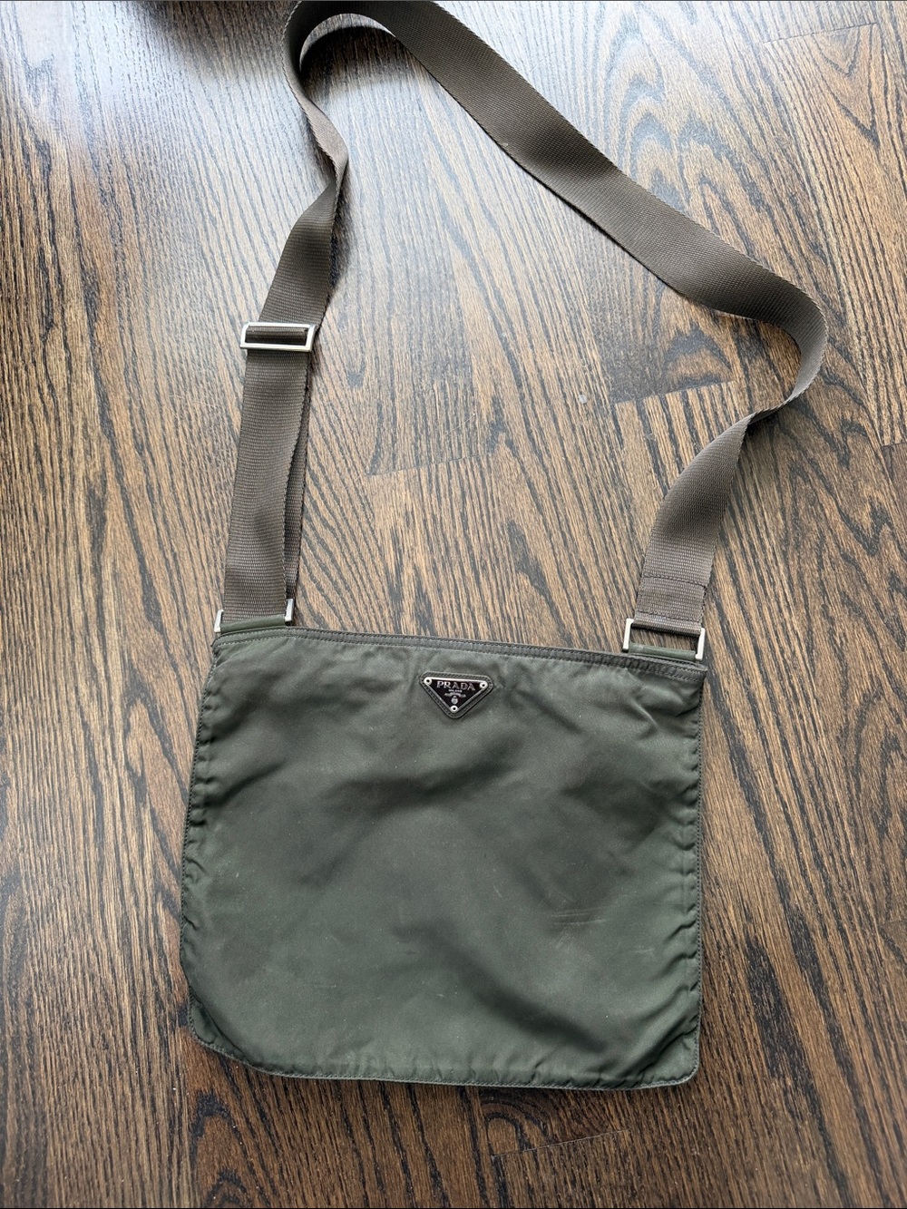 Prada Green Nylon Messenger Bag with Adjustable Strap